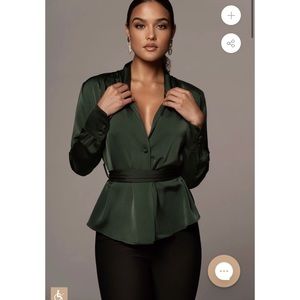 Jlux Forest Green Satin Top
